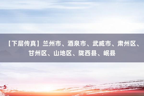 【下层传真】兰州市、酒泉市、武威市、肃州区、甘州区、山地区、陇西县、岷县