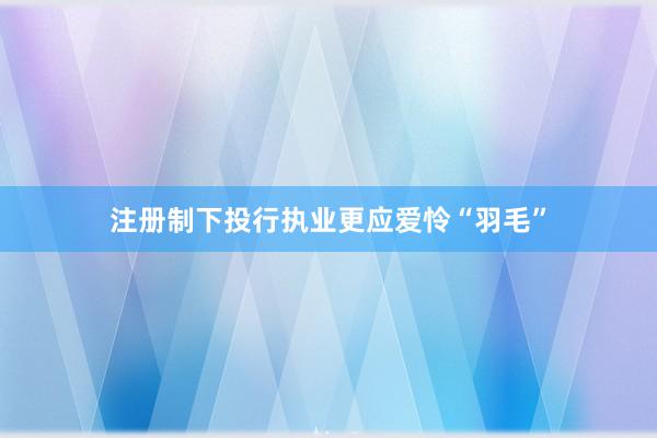 注册制下投行执业更应爱怜“羽毛”