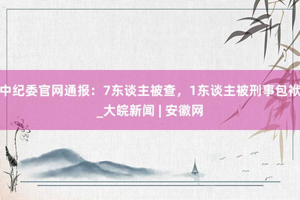 中纪委官网通报：7东谈主被查，1东谈主被刑事包袱_大皖新闻 | 安徽网