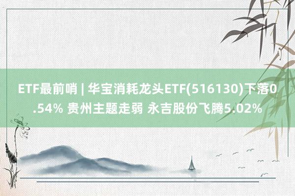 ETF最前哨 | 华宝消耗龙头ETF(516130)下落0.54% 贵州主题走弱 永吉股份飞腾5.02%