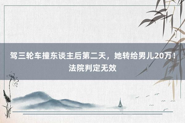 驾三轮车撞东谈主后第二天，她转给男儿20万！法院判定无效