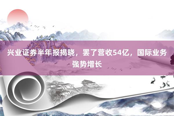 兴业证券半年报揭晓，罢了营收54亿，国际业务强势增长